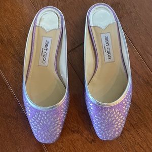 Jimmy Choo purple metallic backless flats. Worn once!